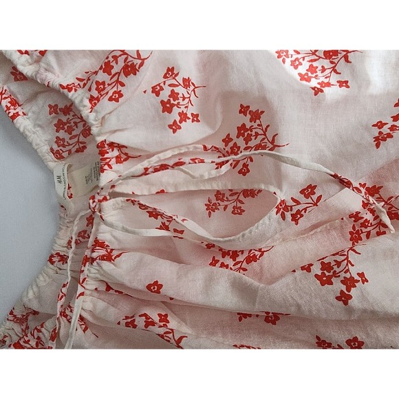 H & M Crop Top white Flowers Size medium - Picture 4 of 8